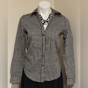 RALPH LAUREN Black & White Non Iron Button Down Collard Long Sleeves Blouse Sz S